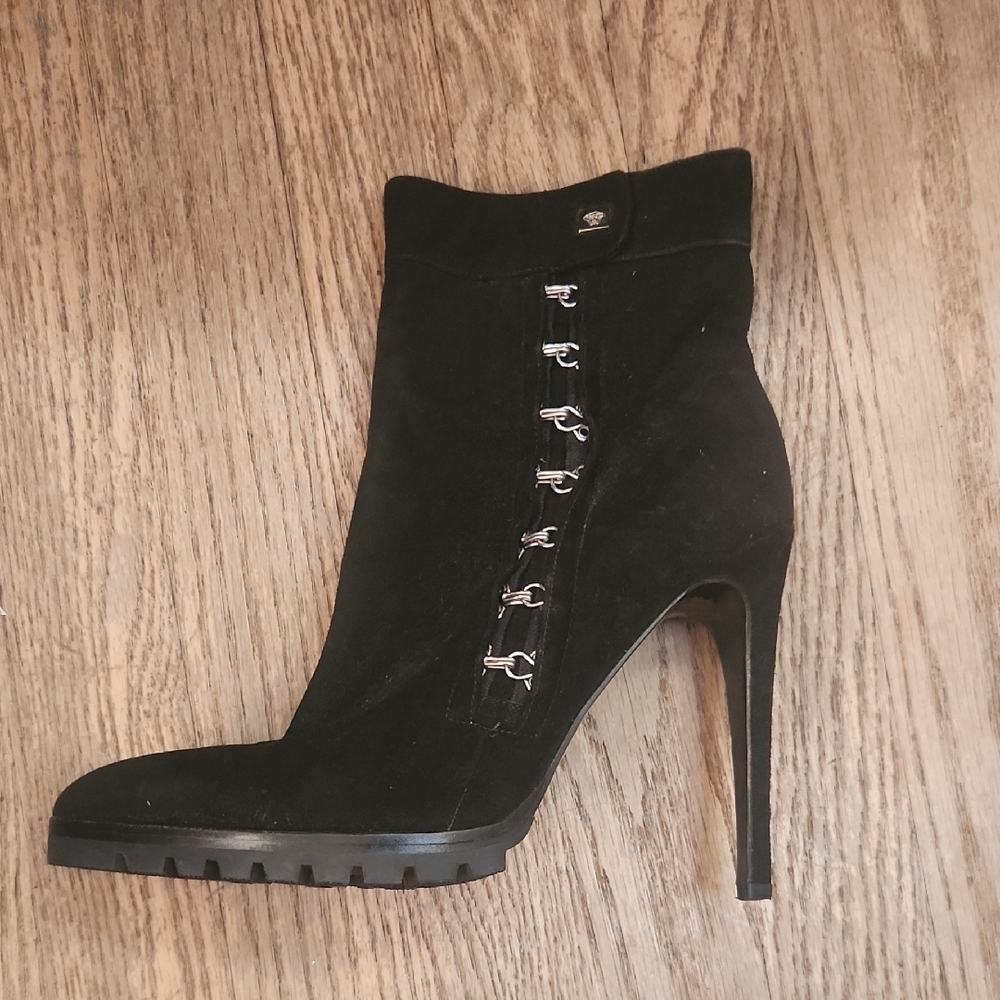 Medusa Insignia Suede Lace-Up Boots VERSACE